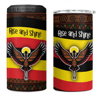 Uganda 4 in 1 Can Cooler Tumbler with Crested Crane and Rise and Shine Tribal Pattern Design
