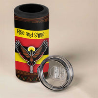 Uganda 4 in 1 Can Cooler Tumbler with Crested Crane and Rise and Shine Tribal Pattern Design