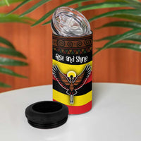 Uganda 4 in 1 Can Cooler Tumbler with Crested Crane and Rise and Shine Tribal Pattern Design