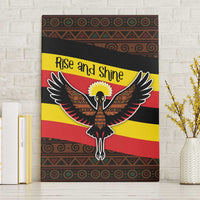 Uganda Canvas Wall Art with Crested Crane and Rise and Shine Tribal Pattern Design