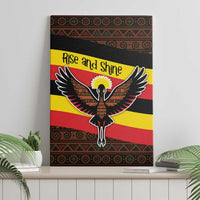 Uganda Canvas Wall Art with Crested Crane and Rise and Shine Tribal Pattern Design