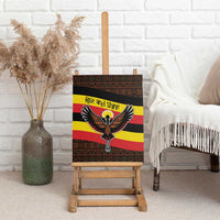 Uganda Canvas Wall Art with Crested Crane and Rise and Shine Tribal Pattern Design