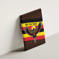 Uganda Canvas Wall Art with Crested Crane and Rise and Shine Tribal Pattern Design