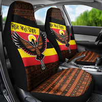 Uganda Car Seat Cover with Crested Crane and Rise and Shine Tribal Pattern Design