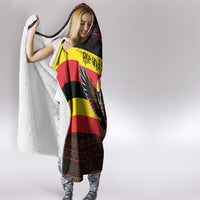 Uganda Hooded Blanket with Crested Crane and Rise and Shine Tribal Pattern Design