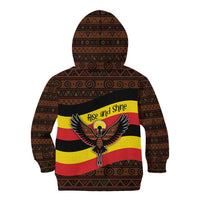 Uganda Kid Hoodie with Crested Crane and Rise and Shine Tribal Pattern Design
