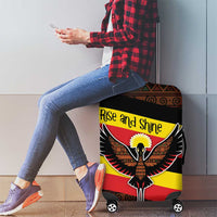 Uganda Luggage Cover with Crested Crane and Rise and Shine Tribal Pattern Design