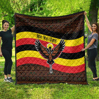 Uganda Quilt with Crested Crane and Rise and Shine Tribal Pattern Design