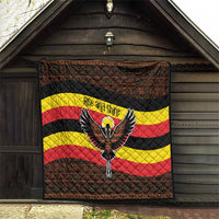 Uganda Quilt with Crested Crane and Rise and Shine Tribal Pattern Design