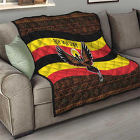 Uganda Quilt with Crested Crane and Rise and Shine Tribal Pattern Design