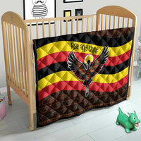 Uganda Quilt with Crested Crane and Rise and Shine Tribal Pattern Design
