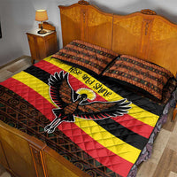 Uganda Quilt Bed Set with Crested Crane and Rise and Shine Tribal Pattern Design
