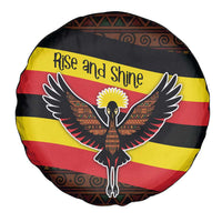 Uganda Spare Tire Cover with Crested Crane and Rise and Shine Tribal Pattern Design
