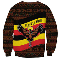 Uganda Sweatshirt with Crested Crane and Rise and Shine Tribal Pattern Design