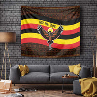 Uganda Tapestry with Crested Crane and Rise and Shine Tribal Pattern Design