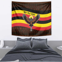 Uganda Tapestry with Crested Crane and Rise and Shine Tribal Pattern Design