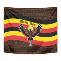 Uganda Tapestry with Crested Crane and Rise and Shine Tribal Pattern Design