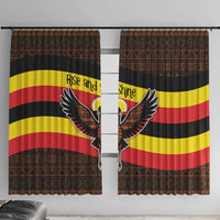 Uganda Window Curtain with Crested Crane and Rise and Shine Tribal Pattern Design