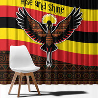 Uganda Window Curtain with Crested Crane and Rise and Shine Tribal Pattern Design