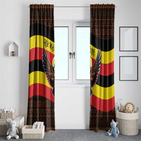 Uganda Window Curtain with Crested Crane and Rise and Shine Tribal Pattern Design