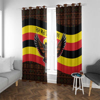 Uganda Window Curtain with Crested Crane and Rise and Shine Tribal Pattern Design