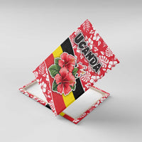 Uganda Canvas Wall Art with Red Hibiscus Flowers and National Flag Design
