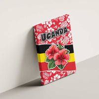 Uganda Canvas Wall Art with Red Hibiscus Flowers and National Flag Design