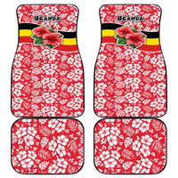 Uganda Car Mats with Red Hibiscus Flowers and National Flag Design