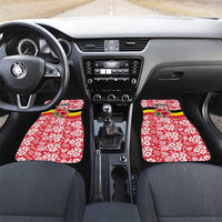 Uganda Car Mats with Red Hibiscus Flowers and National Flag Design