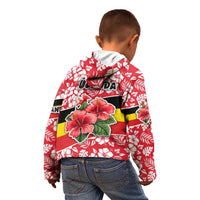 Uganda Kid Hoodie with Red Hibiscus Flowers and National Flag Design