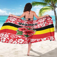 Uganda Sarong with Red Hibiscus Flowers and National Flag Design