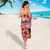Uganda Sarong with Red Hibiscus Flowers and National Flag Design