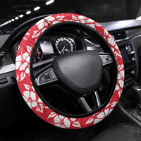Uganda Steering Wheel Cover with Red Hibiscus Flowers and National Flag Design