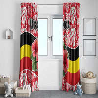 Uganda Window Curtain with Red Hibiscus Flowers and National Flag Design