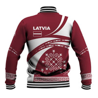 Latvia Baseball Jacket with National Coat of Arms and Traditional Folk Patterns