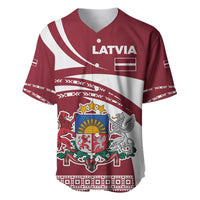 Latvia Baseball Jersey with National Coat of Arms and Traditional Folk Patterns