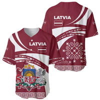 Latvia Baseball Jersey with National Coat of Arms and Traditional Folk Patterns