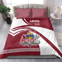 Latvia Bedding Set with National Coat of Arms and Traditional Folk Patterns