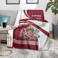 Latvia Blanket with National Coat of Arms and Traditional Folk Patterns