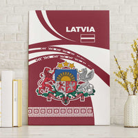 Latvia Canvas Wall Art with National Coat of Arms and Traditional Folk Patterns