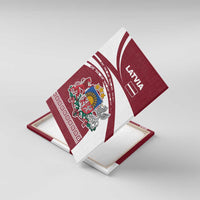 Latvia Canvas Wall Art with National Coat of Arms and Traditional Folk Patterns