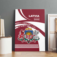 Latvia Canvas Wall Art with National Coat of Arms and Traditional Folk Patterns