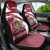 Latvia Car Seat Cover with National Coat of Arms and Traditional Folk Patterns