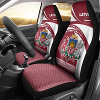 Latvia Car Seat Cover with National Coat of Arms and Traditional Folk Patterns