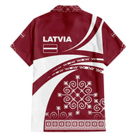 Latvia Family Matching Tank Maxi Dress and Hawaiian Shirt with National Coat of Arms and Traditional Folk Patterns