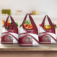 Latvia Grocery Bag with National Coat of Arms and Traditional Folk Patterns