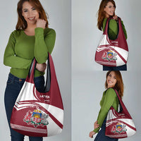 Latvia Grocery Bag with National Coat of Arms and Traditional Folk Patterns