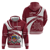 Latvia Hoodie with National Coat of Arms and Traditional Folk Patterns