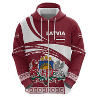Latvia Hoodie with National Coat of Arms and Traditional Folk Patterns