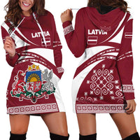 Latvia Hoodie Dress with National Coat of Arms and Traditional Folk Patterns